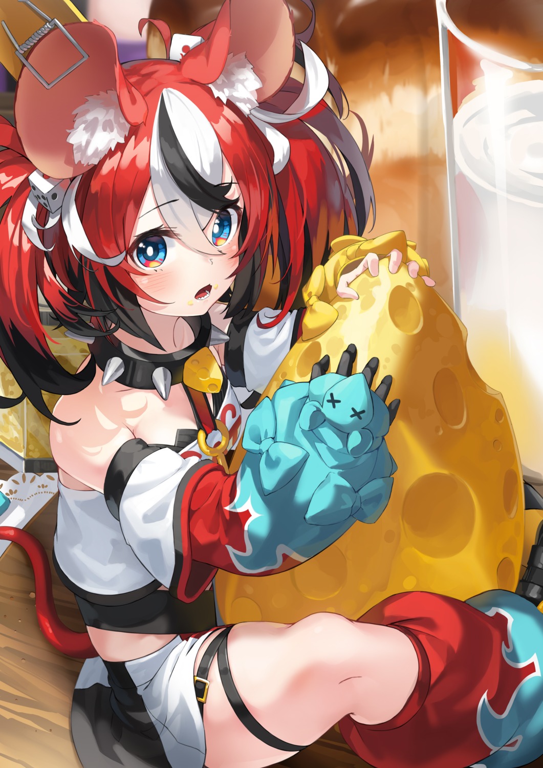 animal_ears, garter, hakos_baelz, hololive, hololive_english, kimyo, skirt_lift, tail