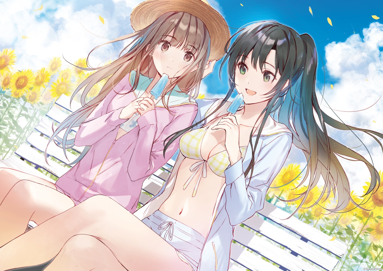 bikini_top, cleavage, open_shirt, raemz, sukerasono, swimsuits