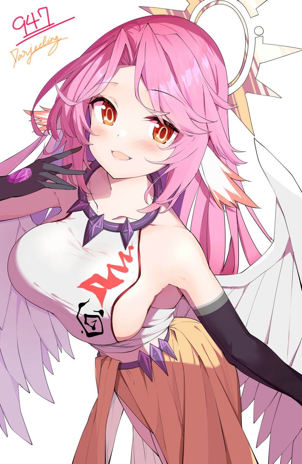 angel, animal_ears, darjeeling_(reley), jibril_(no_game_no_life), no_bra, no_game_no_life, no_game_no_life_desu!, no_game_no_life_zero, wings