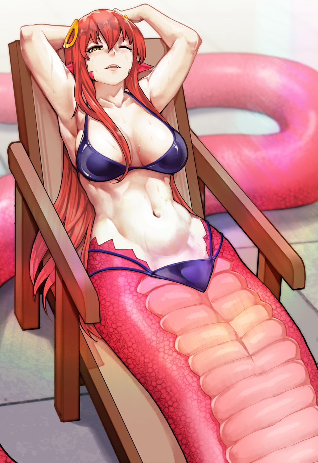 bikini, miia_(monster_musume), monster_girl, monster_musume_no_iru_nichijou, pointy_ears, scribblesquad, swimsuits, tail
