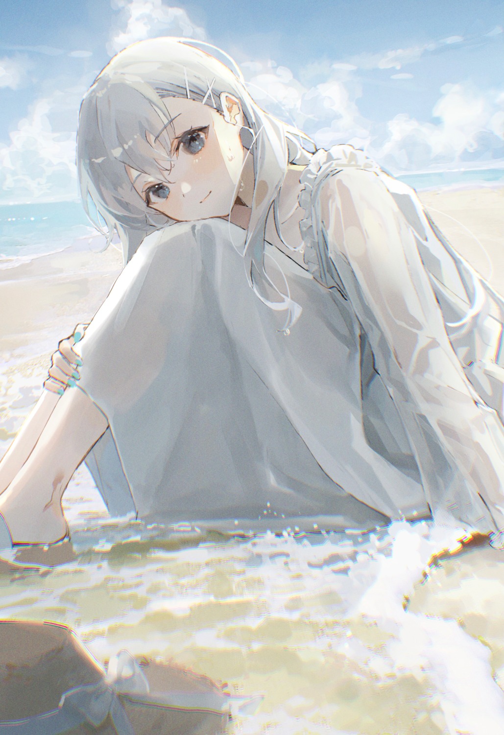 dress, oyuyu, see_through, wet