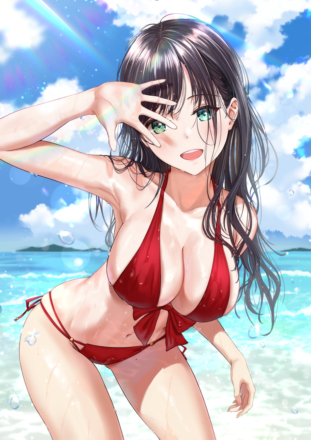 artist_revision, bikini, swimsuits, tooku0, wet