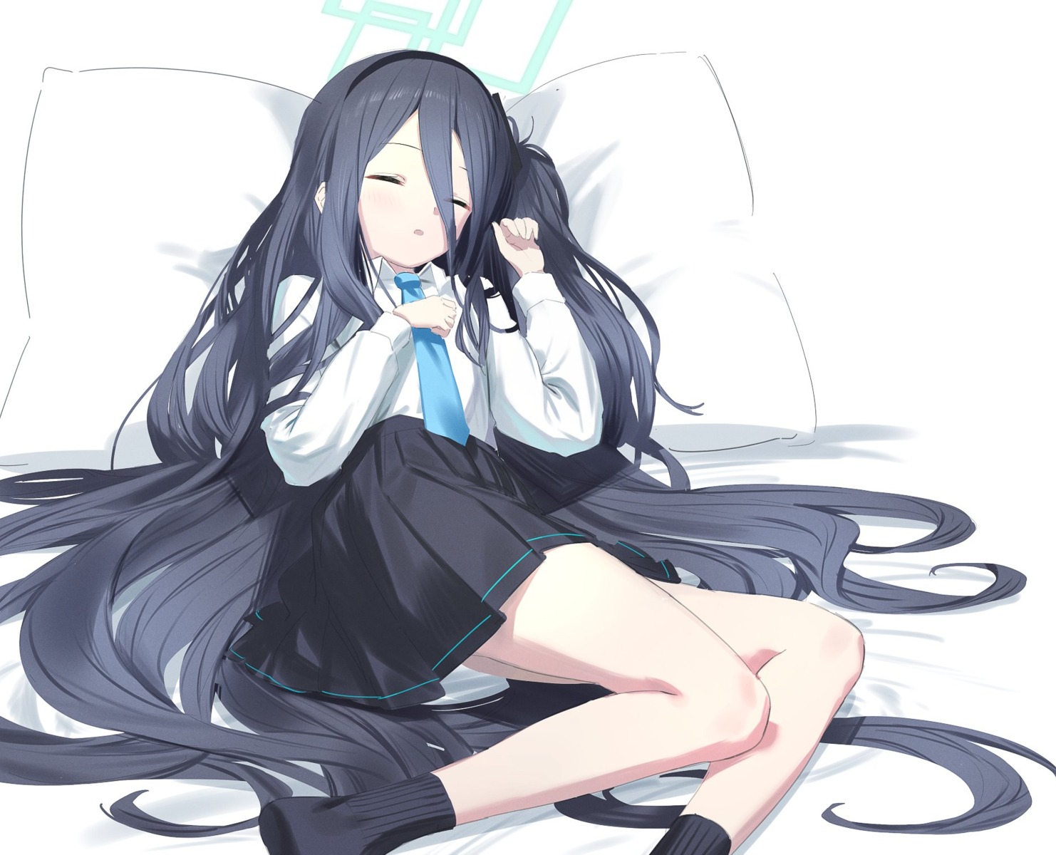 blue_archive, halo, seifuku, skirt_lift, tendou_aris, wasabi60