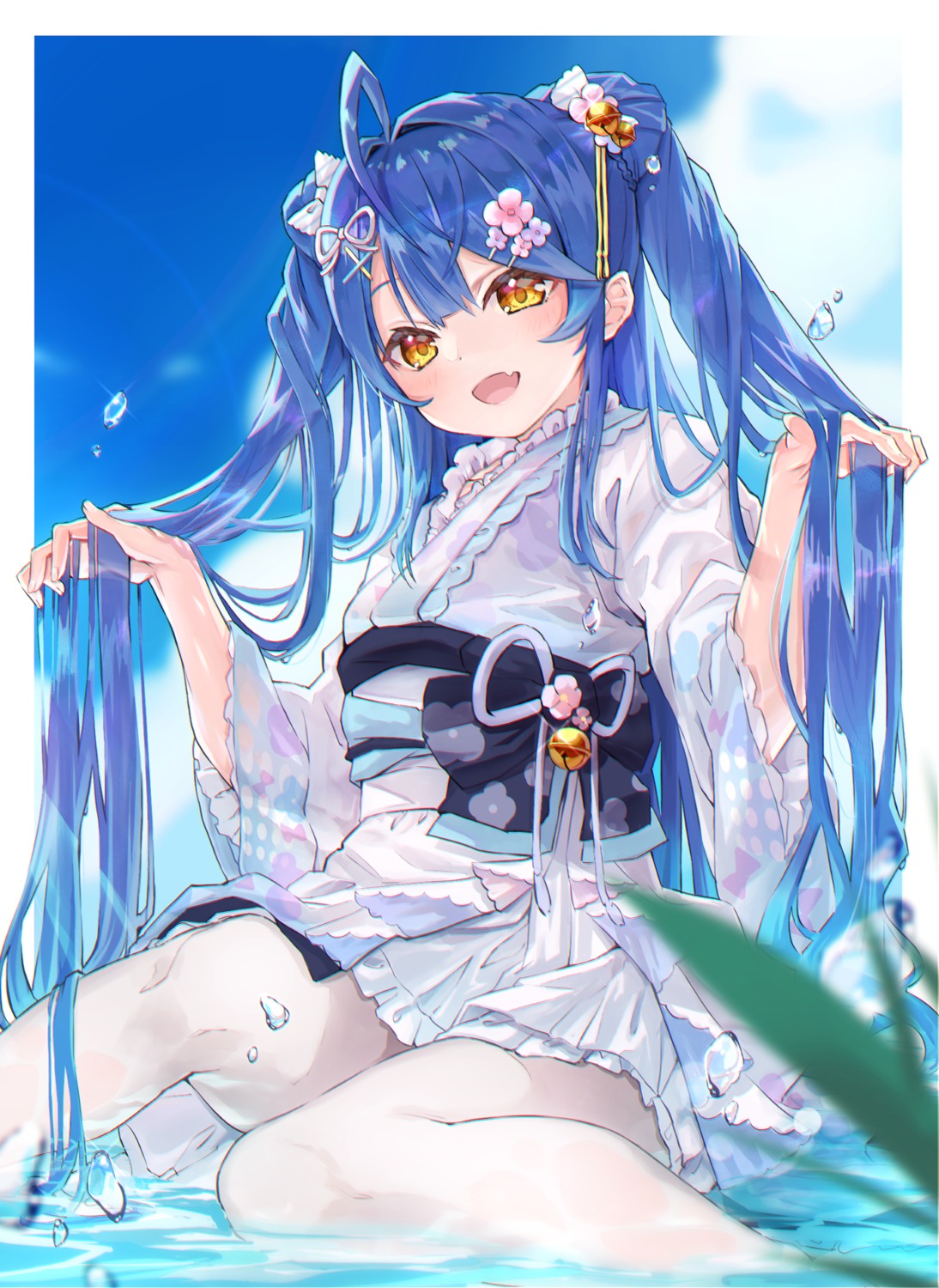 amamiya_kokoro, lolita_fashion, nijisanji, pantyhose, ruo, wa_lolita, wet, wet_clothes