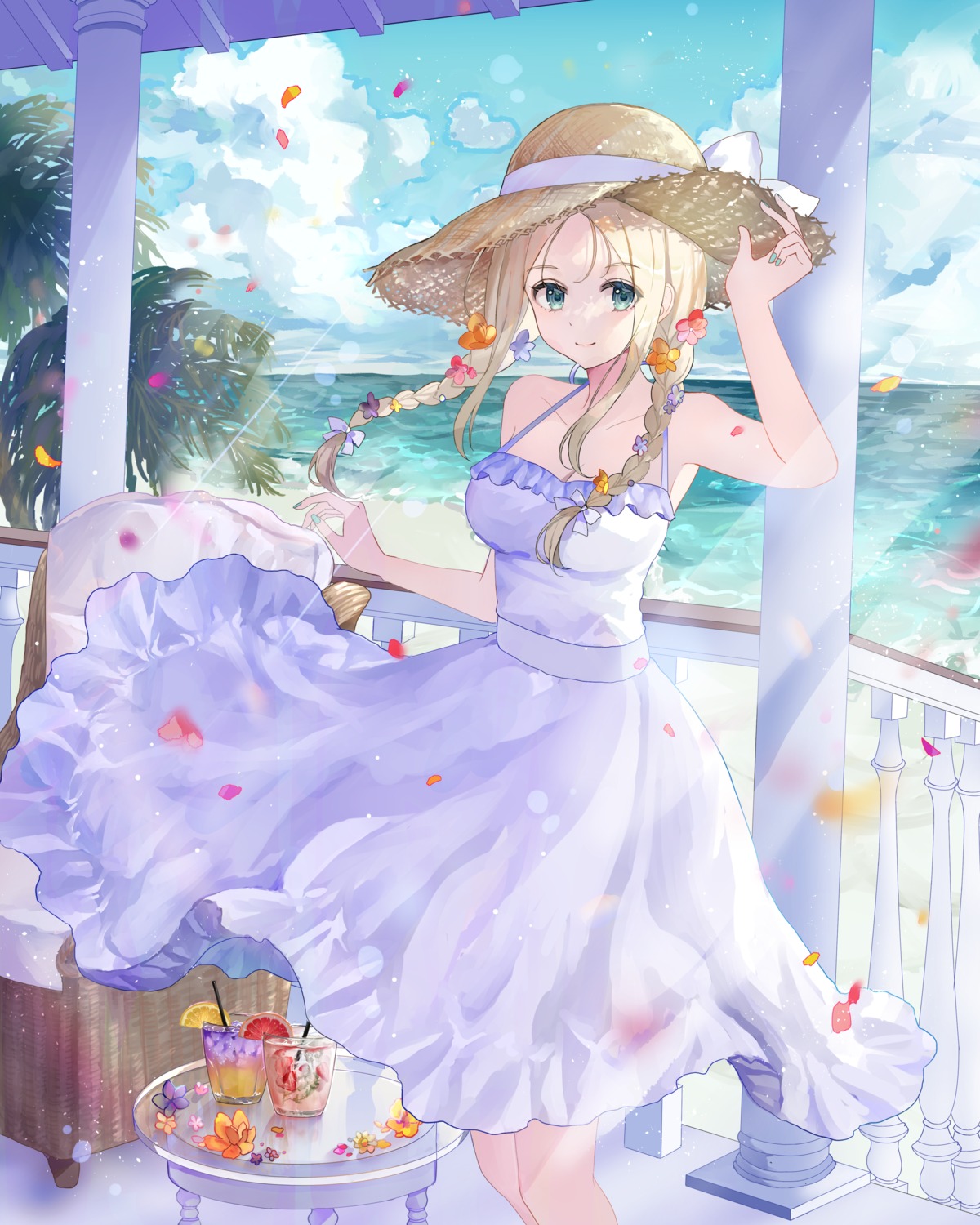 artist_revision, dress, no_bra, piyo_(sqn2idm751), skirt_lift, summer_dress