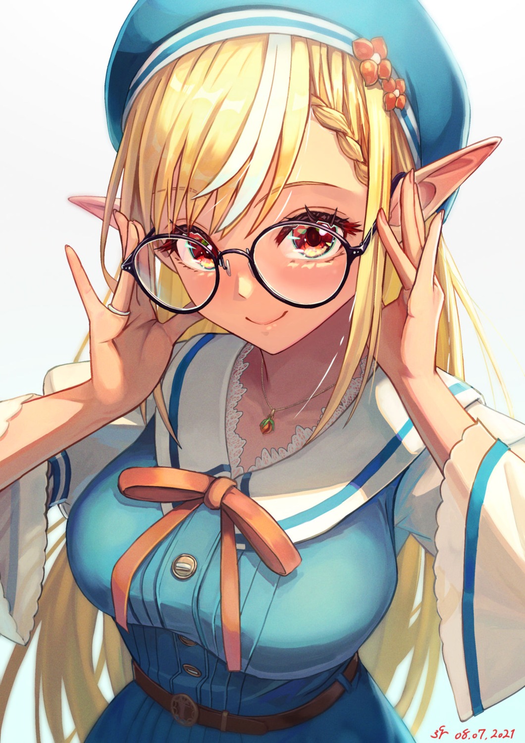 elf, hololive, megane, pointy_ears, sakumichi, shiranui_flare