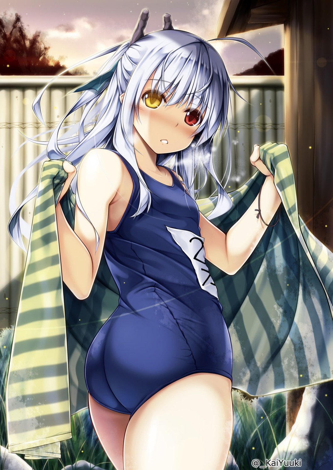 ass, heterochromia, kai_yuuki, school_swimsuit, swimsuits