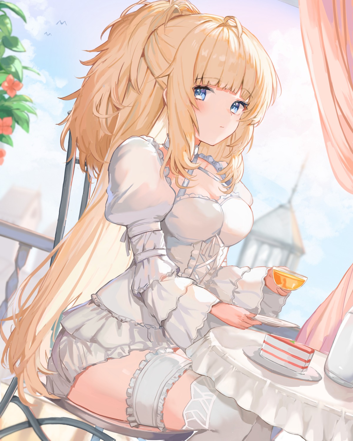 cleavage, garter, phantasy_star, sorotu, thighhighs