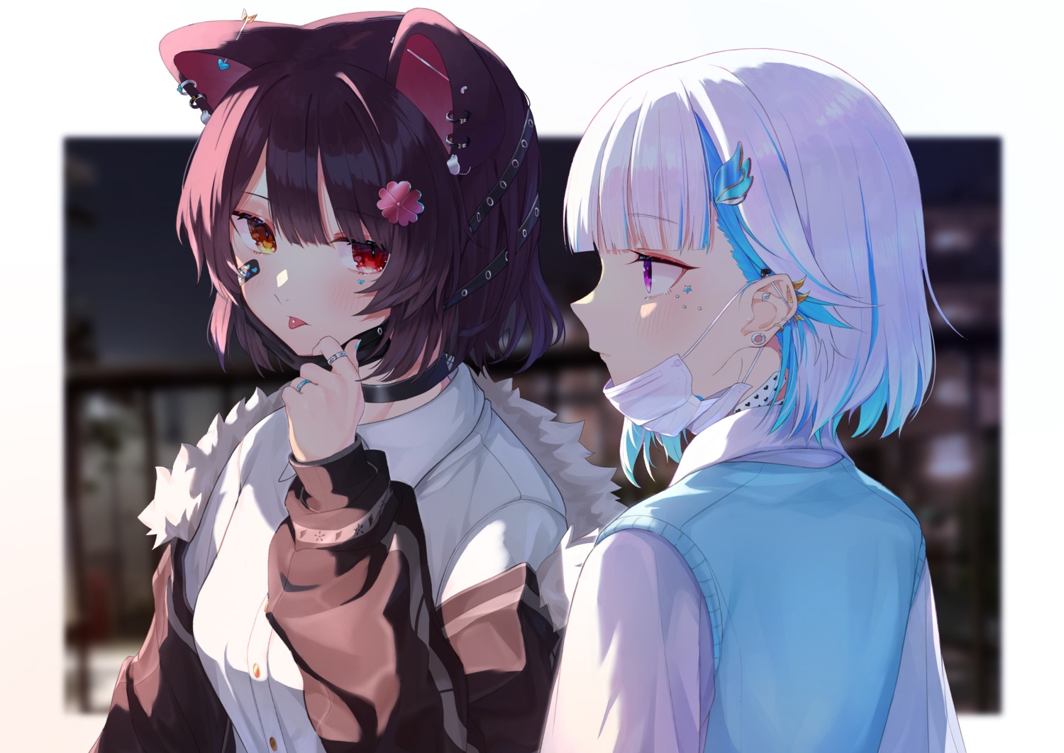 animal_ears, bandaid, heterochromia, inui_toko, inumimi, lize_helesta, nenehotoso, nijisanji
