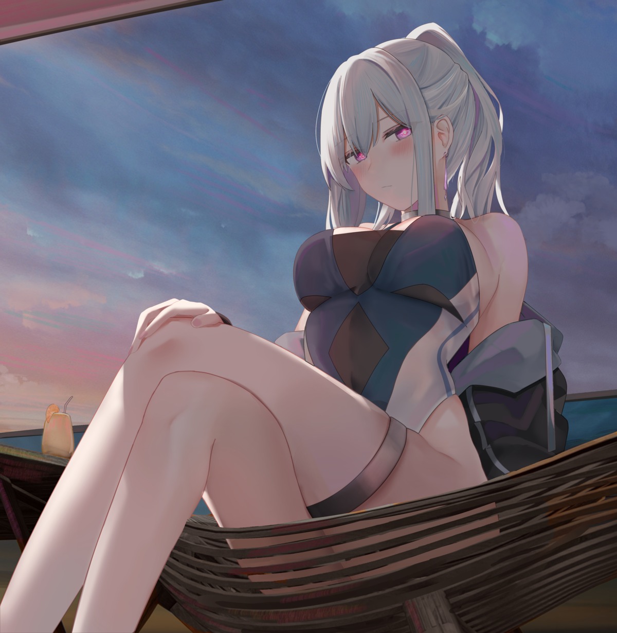ak-12_(girls_frontline), garter, girls_frontline, ruzhai, swimsuits