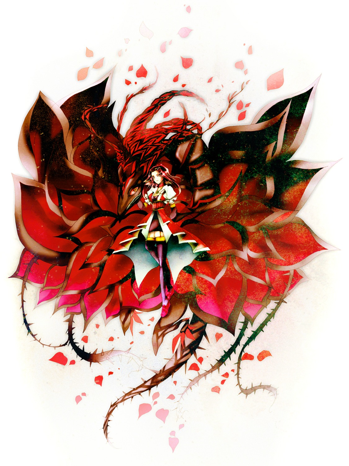 black_rose_dragon, io_(ginno_tsuioku), izayoi_aki, monster, stockings, thighhighs, wings, yugioh
