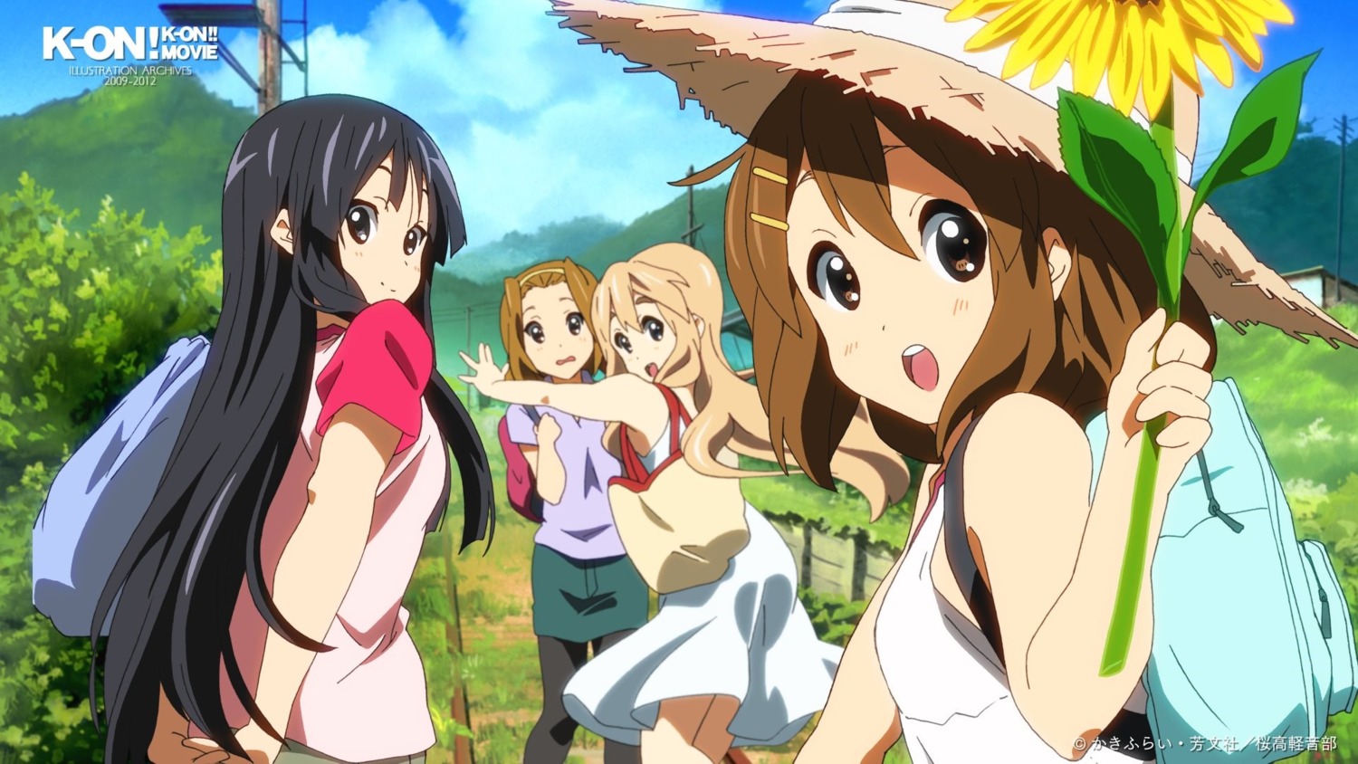 akiyama_mio, dress, hirasawa_yui, k-on!, kotobuki_tsumugi, pantyhose, summer_dress, tainaka_ritsu