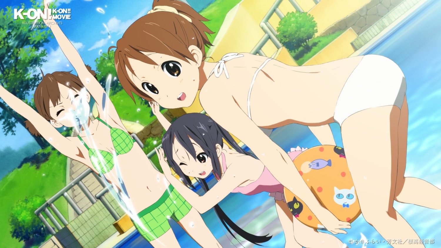 bikini, hirasawa_ui, horiguchi_yukiko, k-on!, nakano_azusa, suzuki_jun, swimsuits, wallpaper