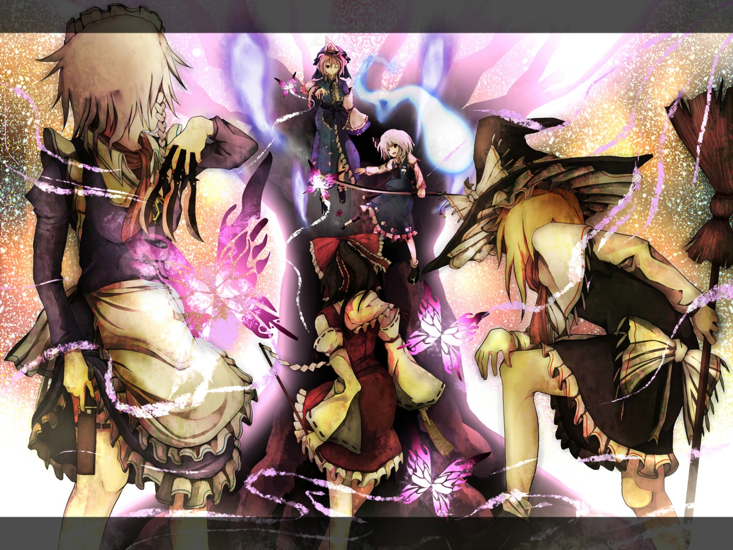 hakurei_reimu, izayoi_sakuya, kirisame_marisa, letty_whiterock, saigyouji_yuyuko, shinta, touhou