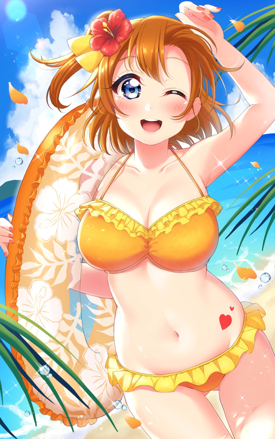 berisuno_(beriberi0707), bikini, cleavage, kousaka_honoka, love_live!, love_live!_(series), swimsuits