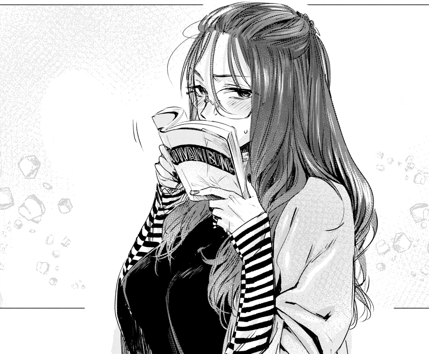 ikuhana_niiro, megane, monochrome