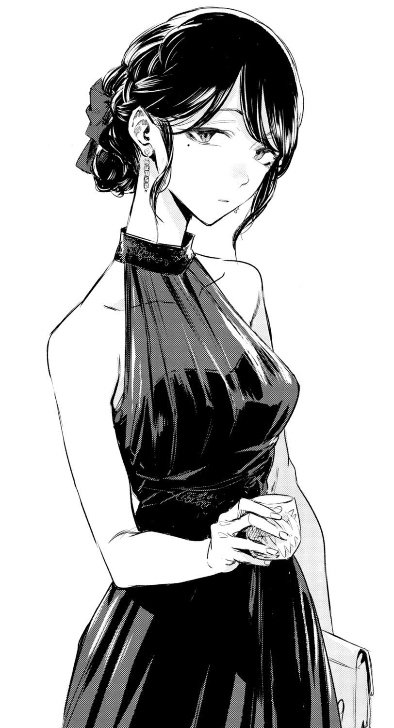 dress, ikuhana_niiro, monochrome
