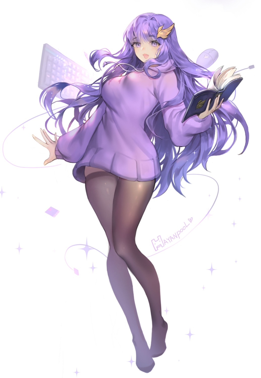 dress, hayanpool, sweater, thighhighs