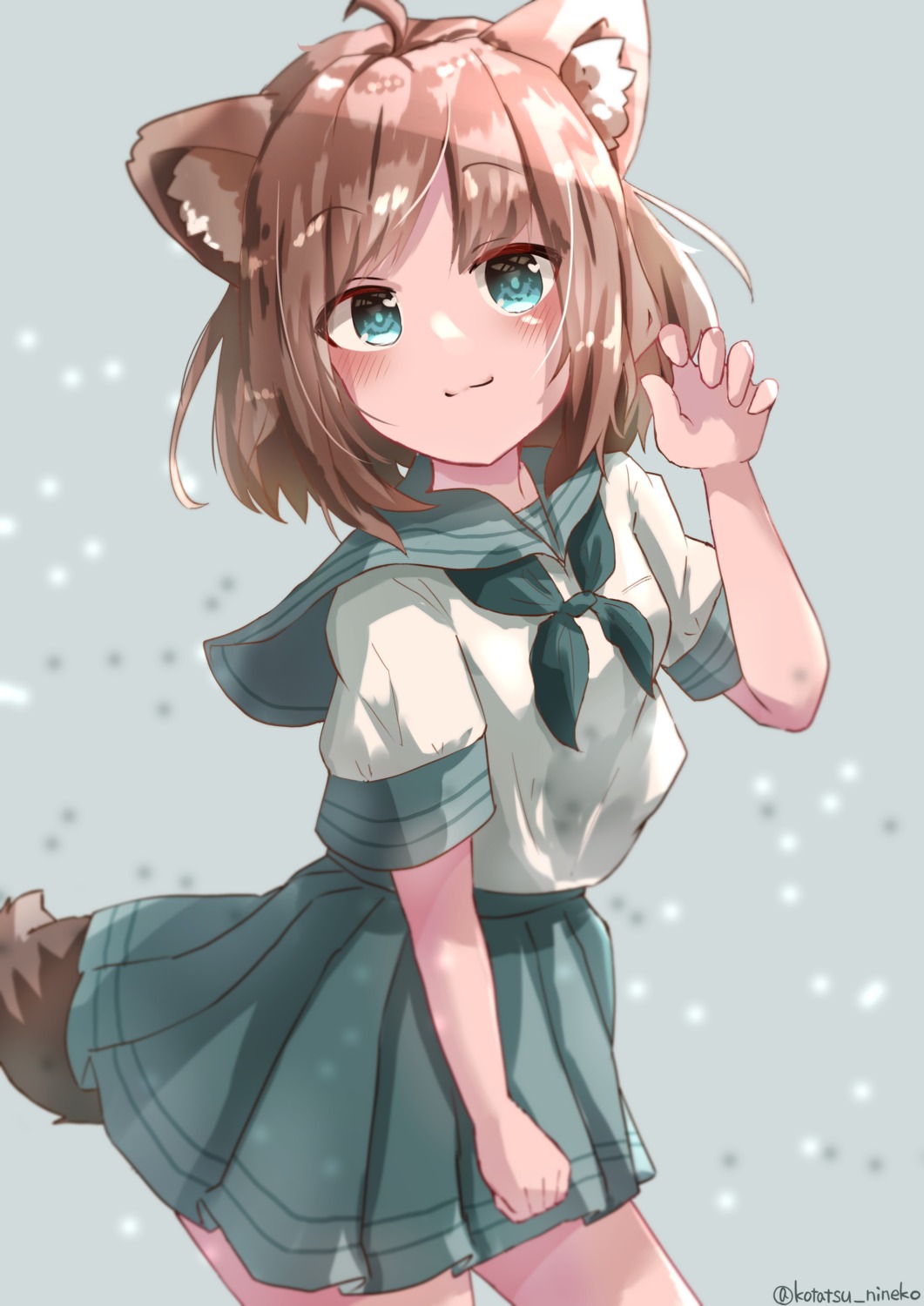 animal_ears, kotatsune, nekomimi, seifuku, skirt_lift, tail