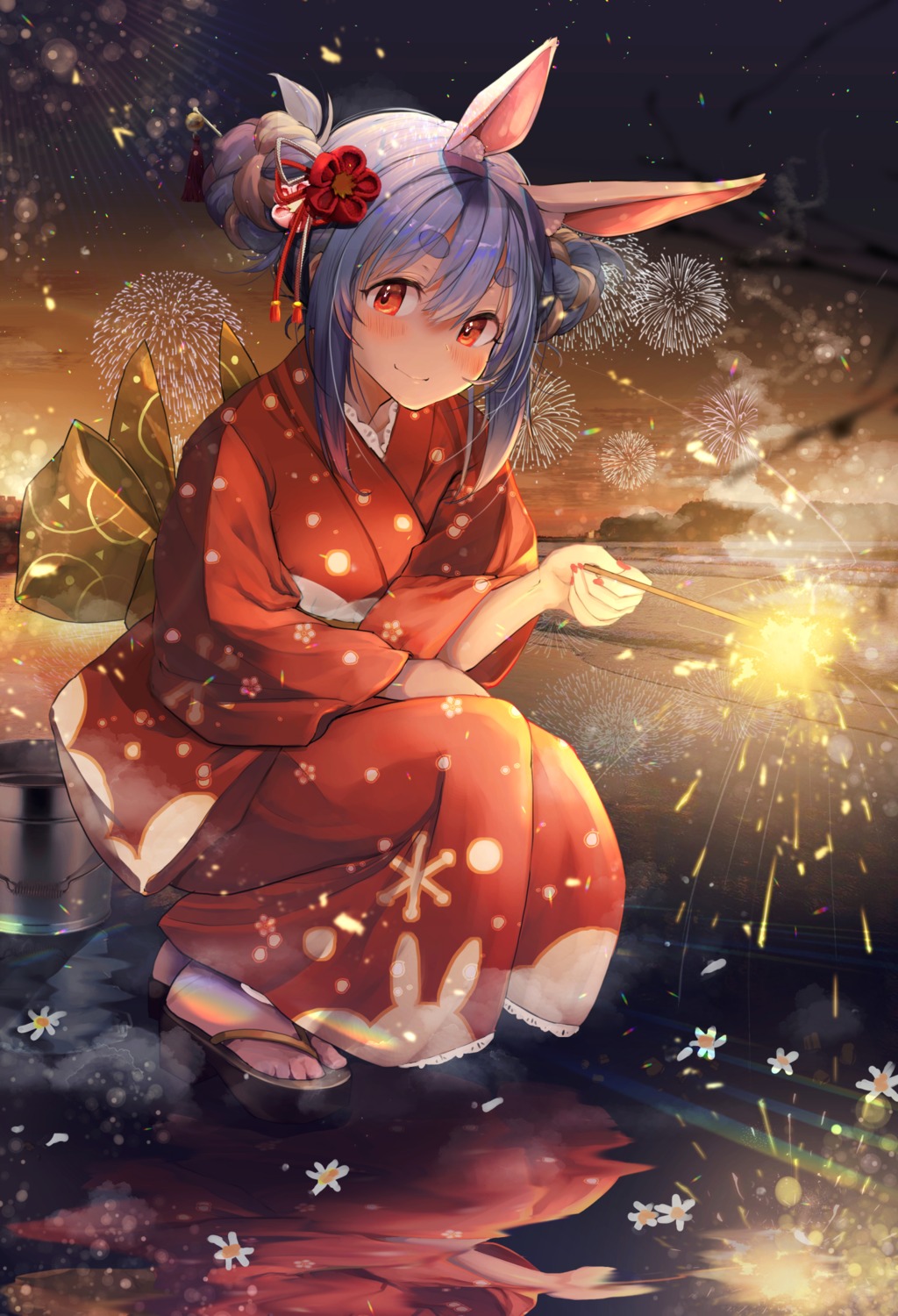 animal_ears, bunny_ears, hololive, merry_haruhina, usada_pekora, yukata