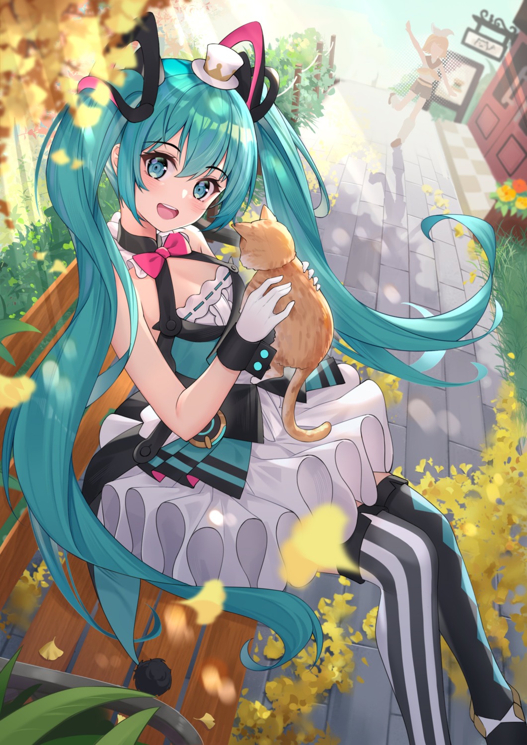 94_(644534209), hatsune_miku, magical_mirai, neko, thighhighs, vocaloid