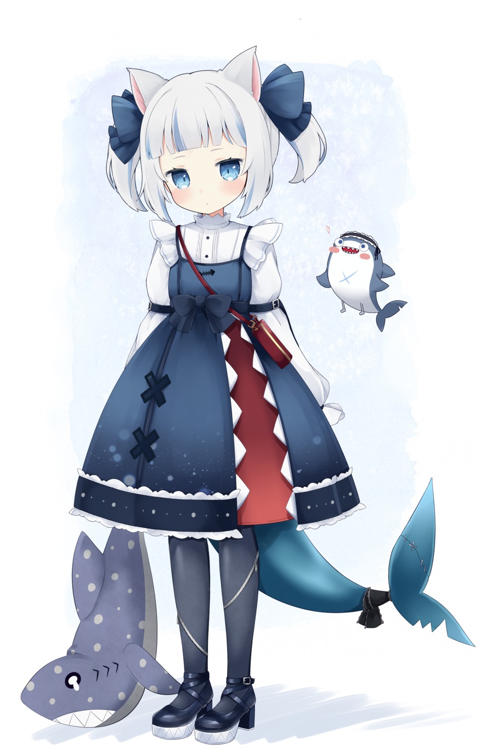 animal_ears, cocozasa, dress, gawr_gura, heels, hololive, hololive_english, nekomimi