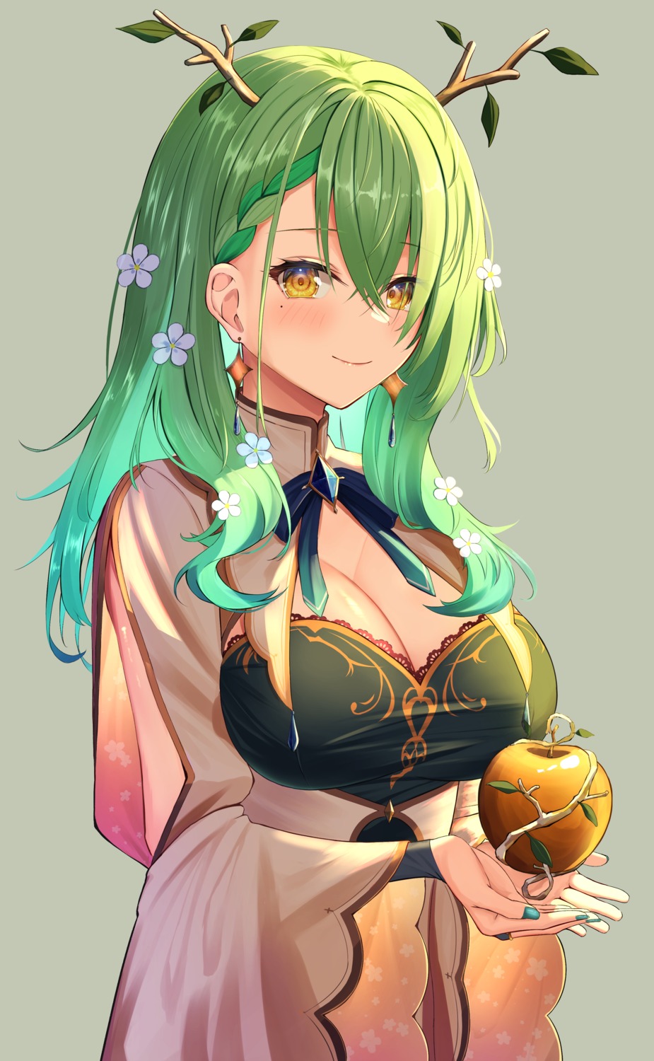 ceres_fauna, cleavage, dress, hololive, hololive_english, horns, suiran_(liquiddoes)