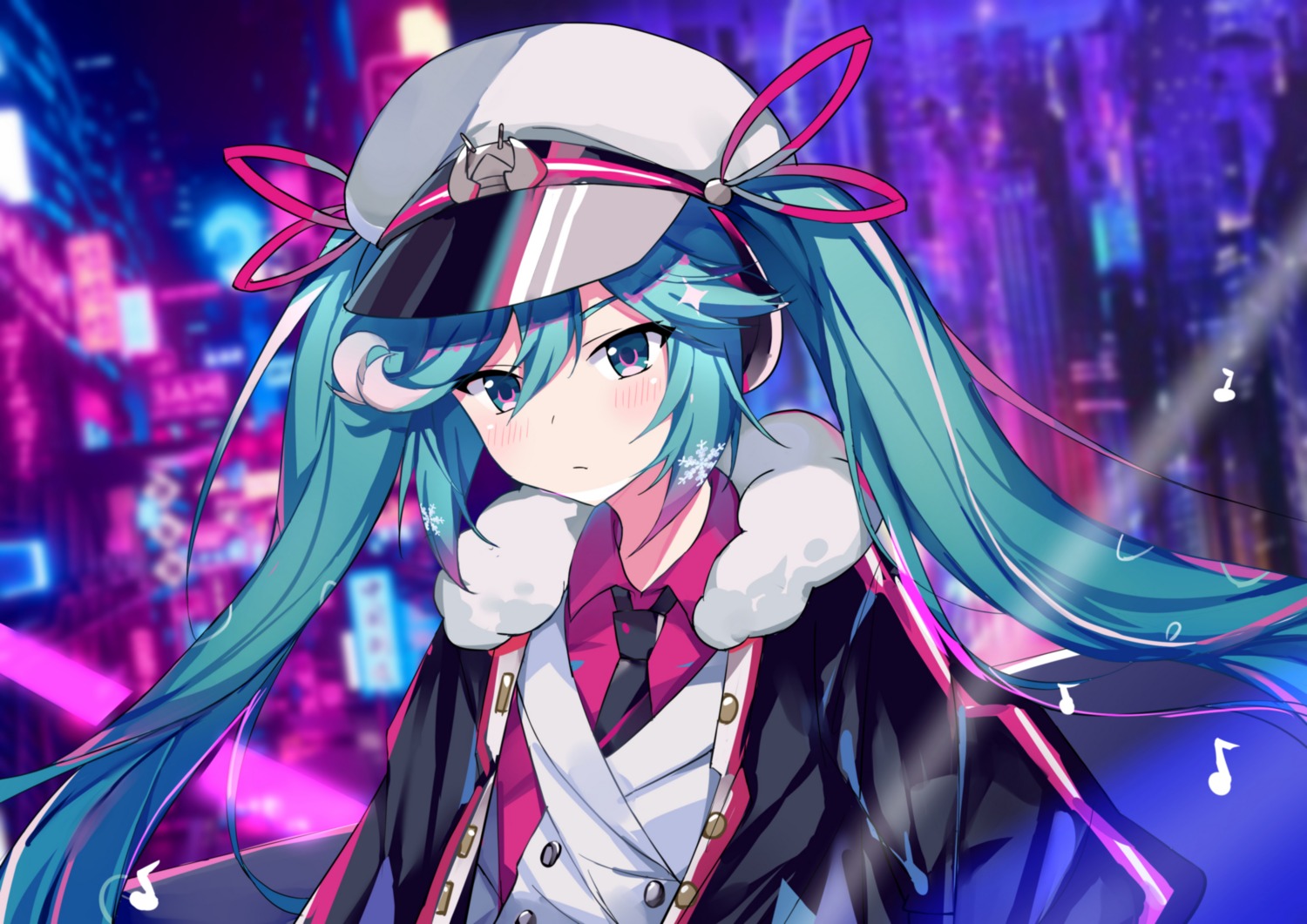 feng_mao_mc, hatsune_miku, headphones, vocaloid, yuki_miku