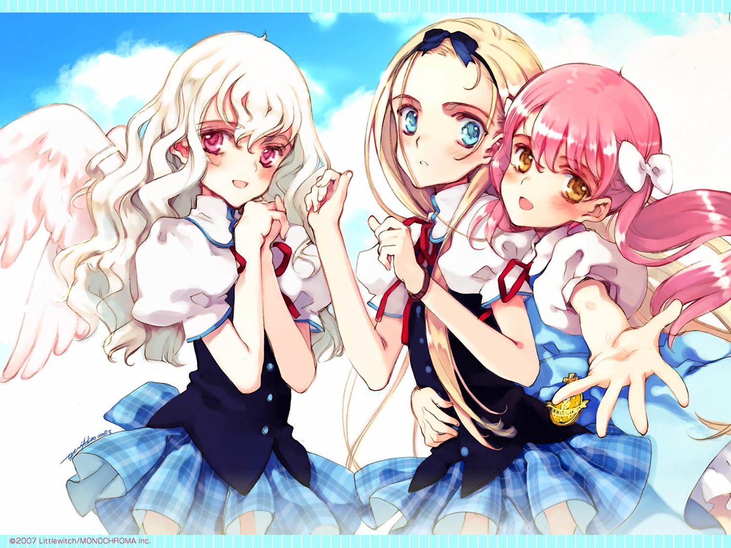 angel, kagamiya_rin, kawasaki_yukina, koishikawa_kohane, littlewitch, oyari_ashito, period, seifuku