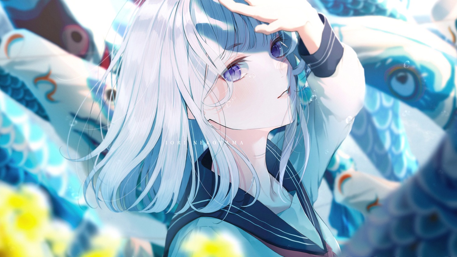 nekoyama_iori, seifuku, wallpaper