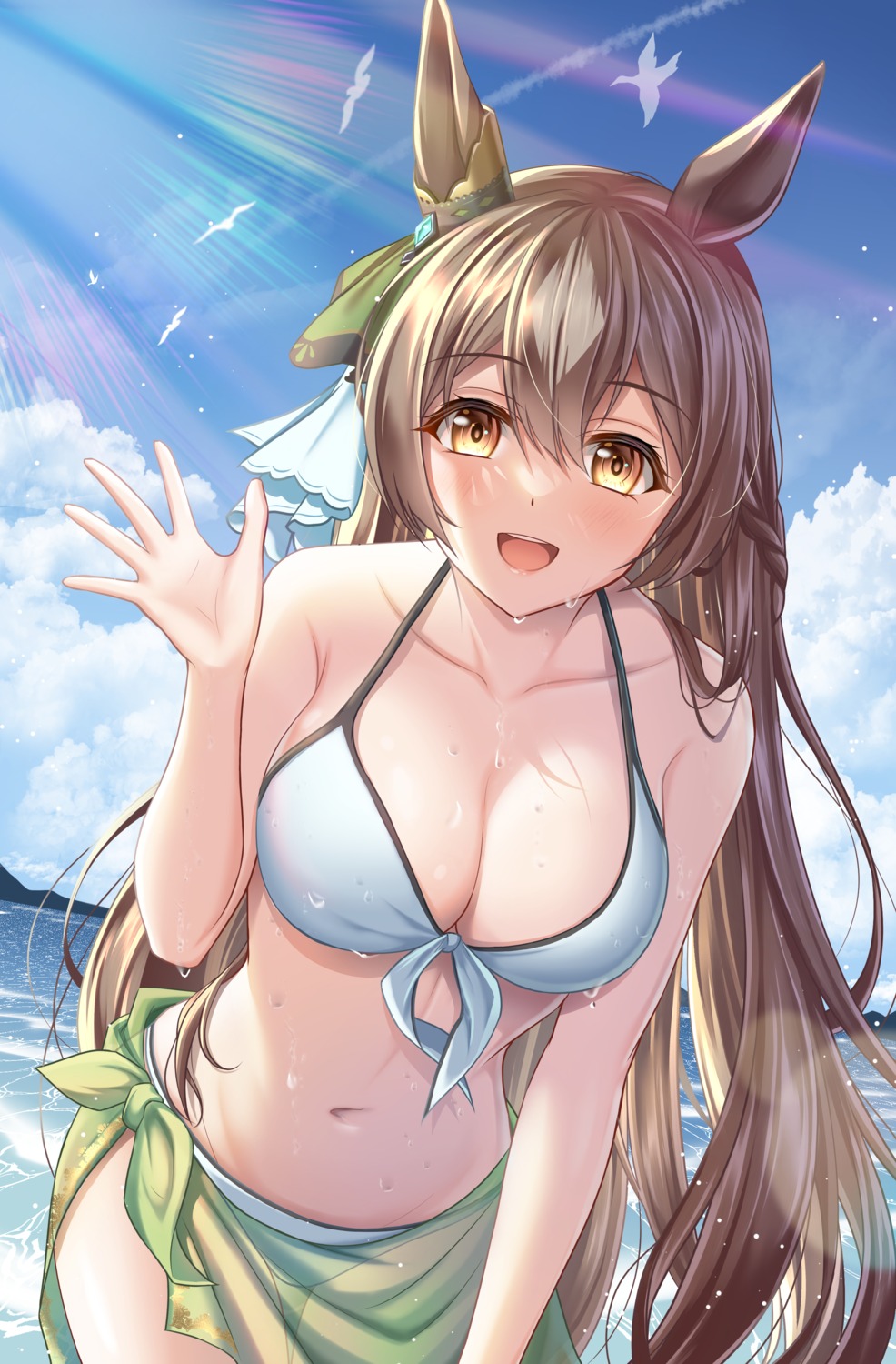 animal_ears, bikini, fran_690, satono_diamond_(umamusume), see_through, swimsuits, uma_musume_pretty_derby