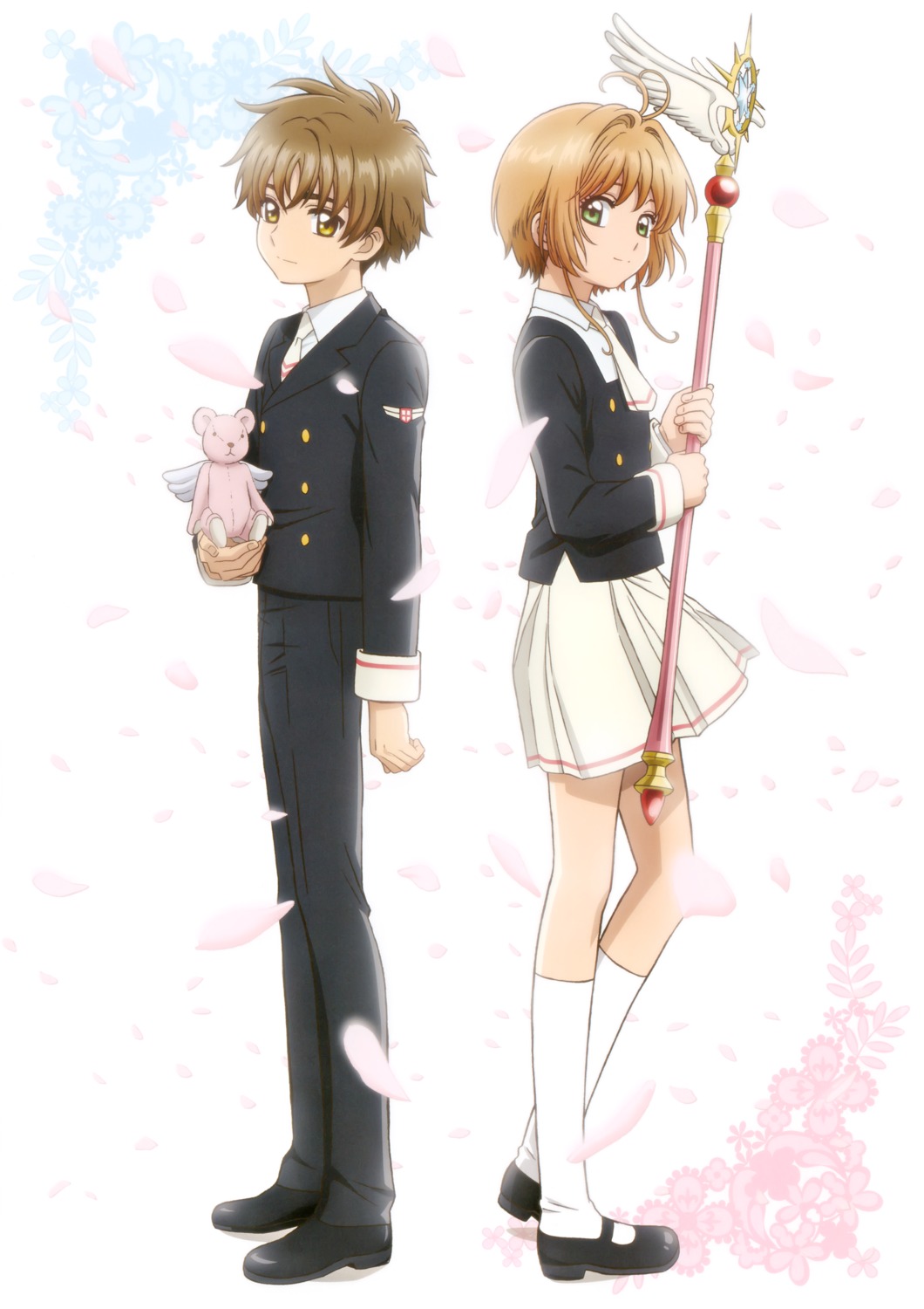 bear, card_captor_sakura, kinomoto_sakura, li_syaoran, madhouse, seifuku, weapon