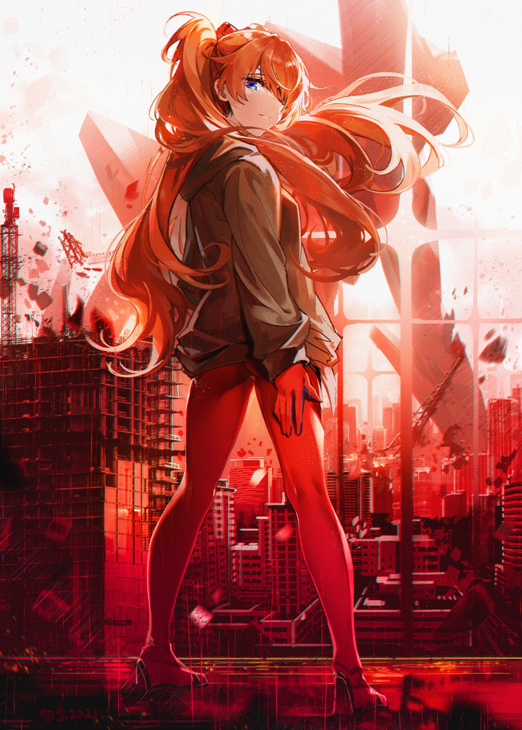baisi_shaonian, bodysuit, heels, neon_genesis_evangelion, souryuu_asuka_langley