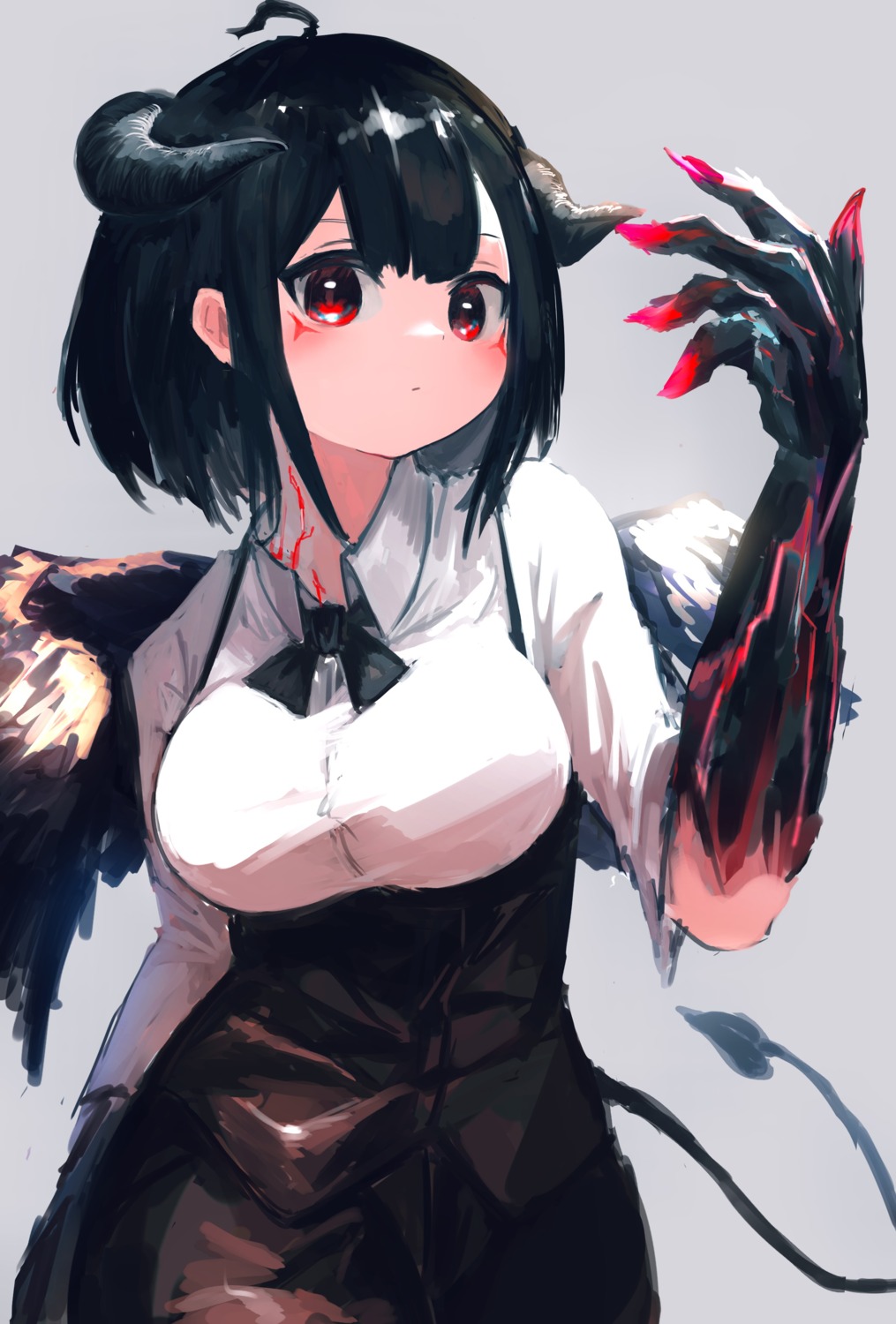 horns, otoma_(matoi0603), tail, tattoo, wings