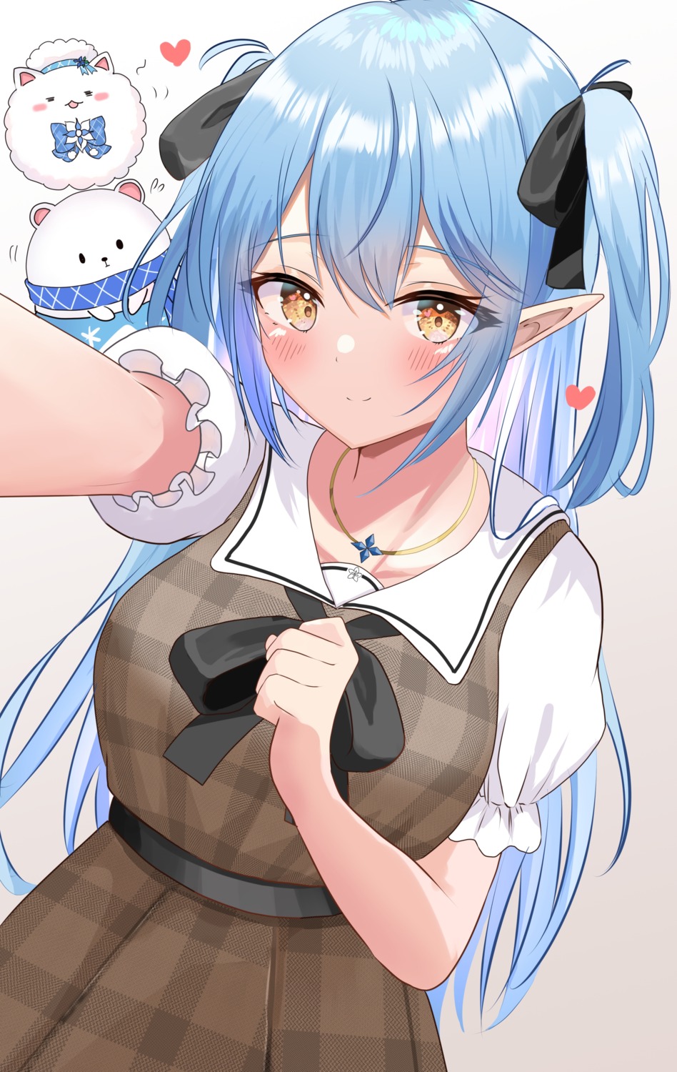 dress, elf, hololive, onabe_no_shime, pointy_ears, selfie, yukihana_lamy
