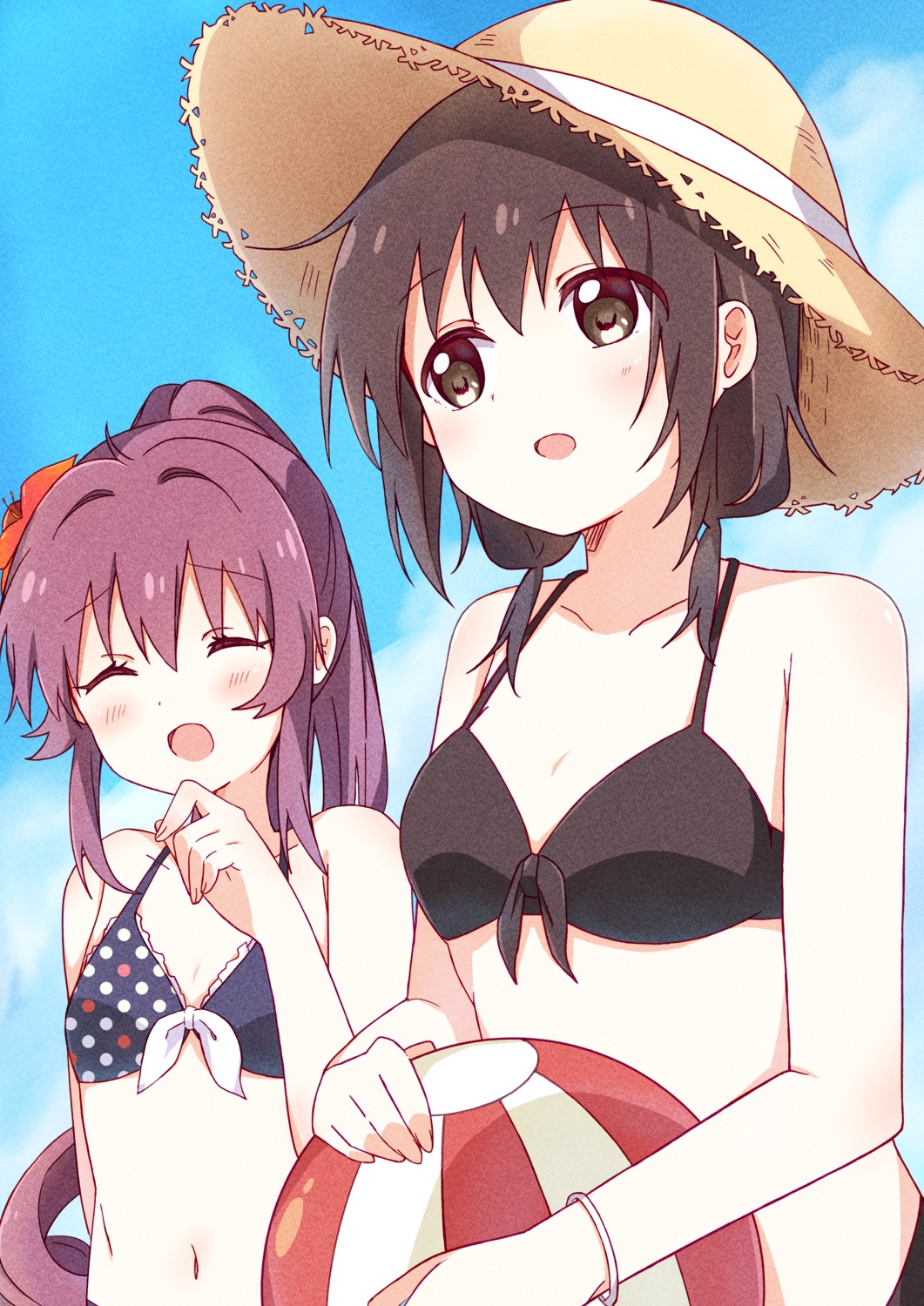 bikini, funami_yui, mesushio, sugiura_ayano, swimsuits, yuru_yuri