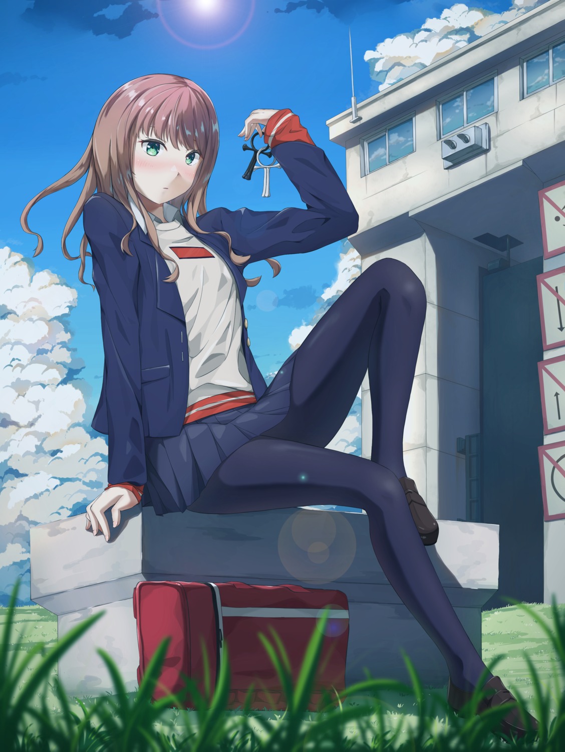 gridman_universe, minami_yume, pantyhose, renown, seifuku, skirt_lift, ssss.dynazenon