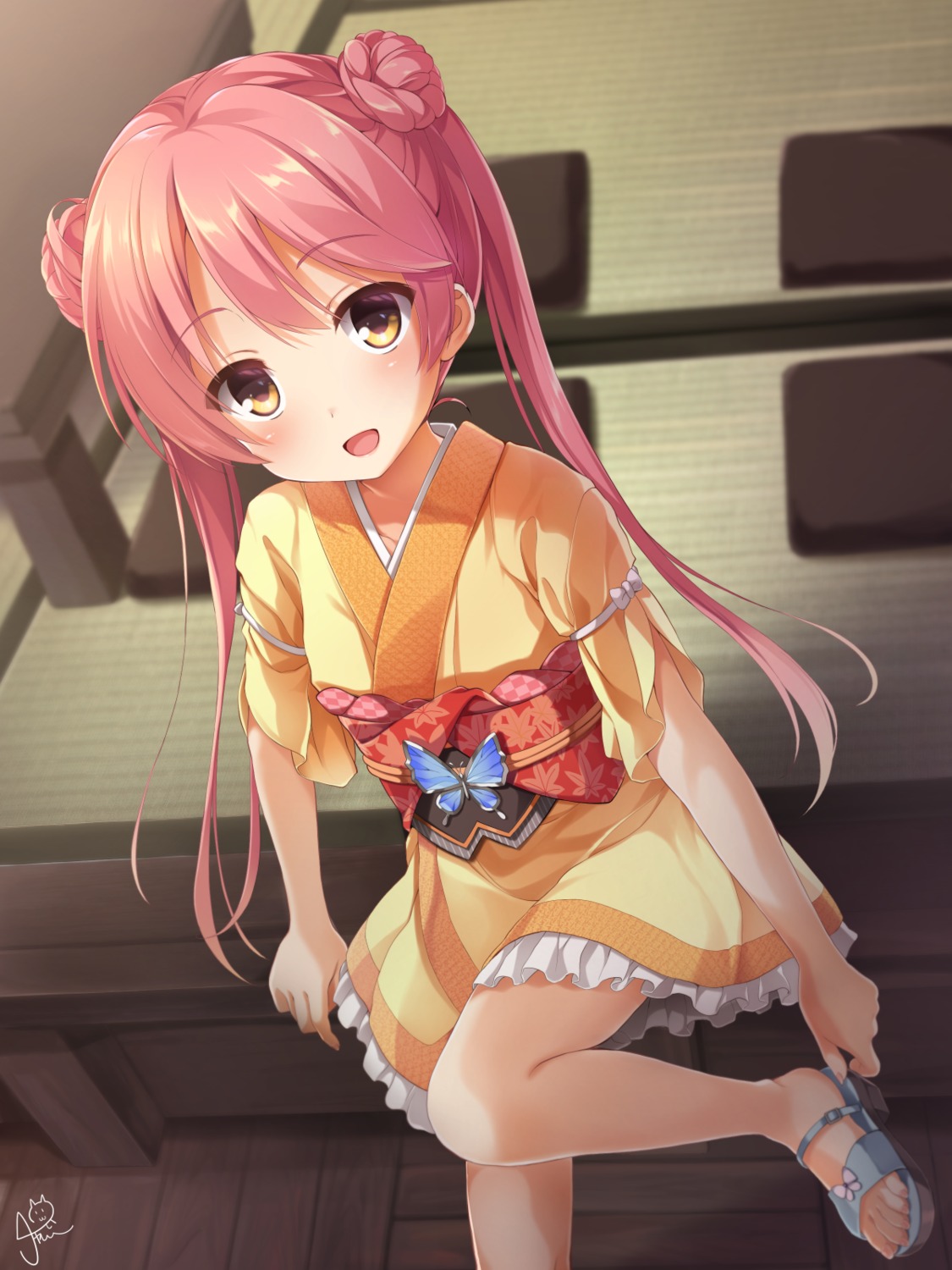 chaamii, kimono, kurama_koharu, senren_banka, skirt_lift