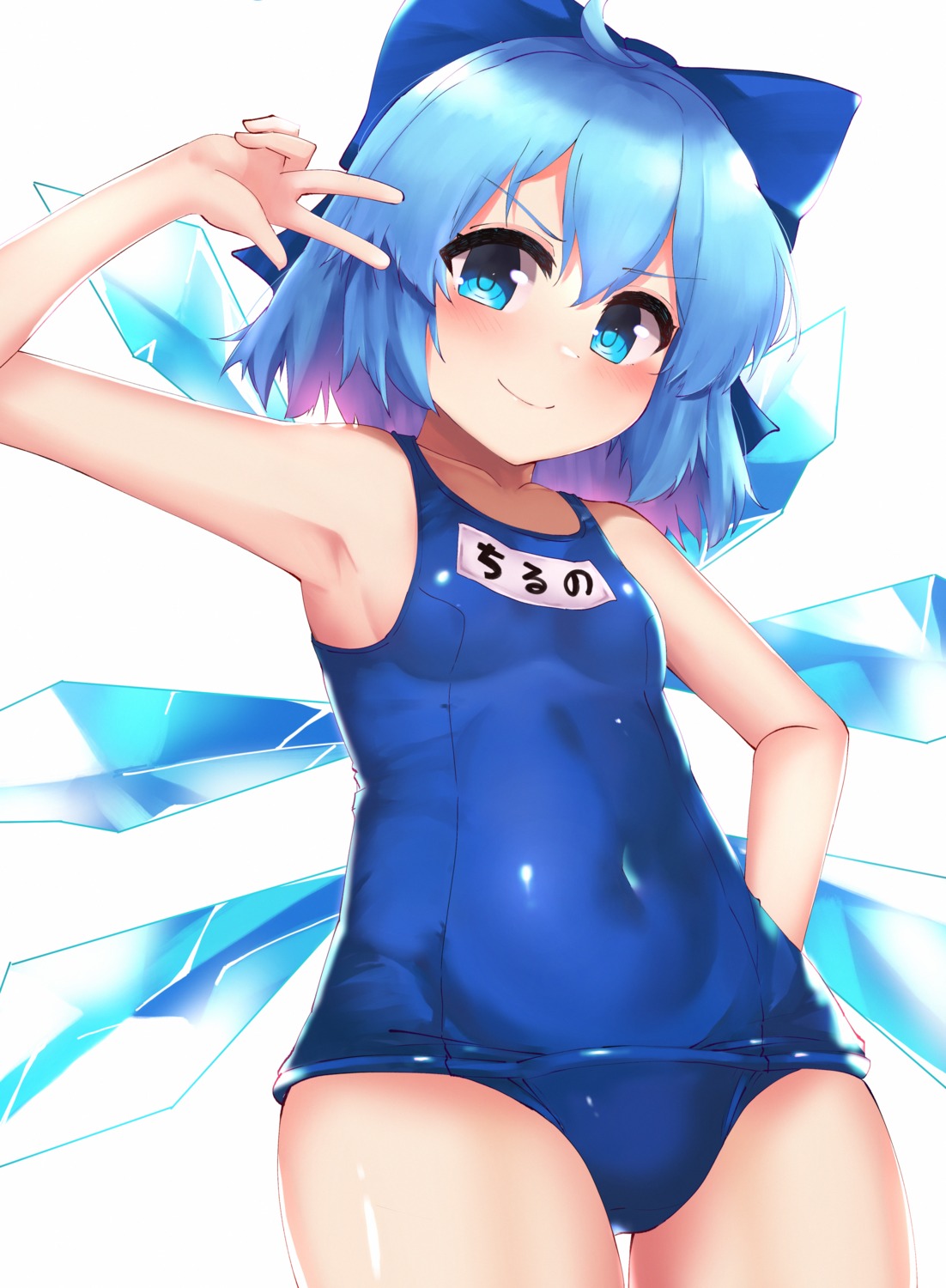 cirno, kurokimono001, school_swimsuit, swimsuits, touhou, wings