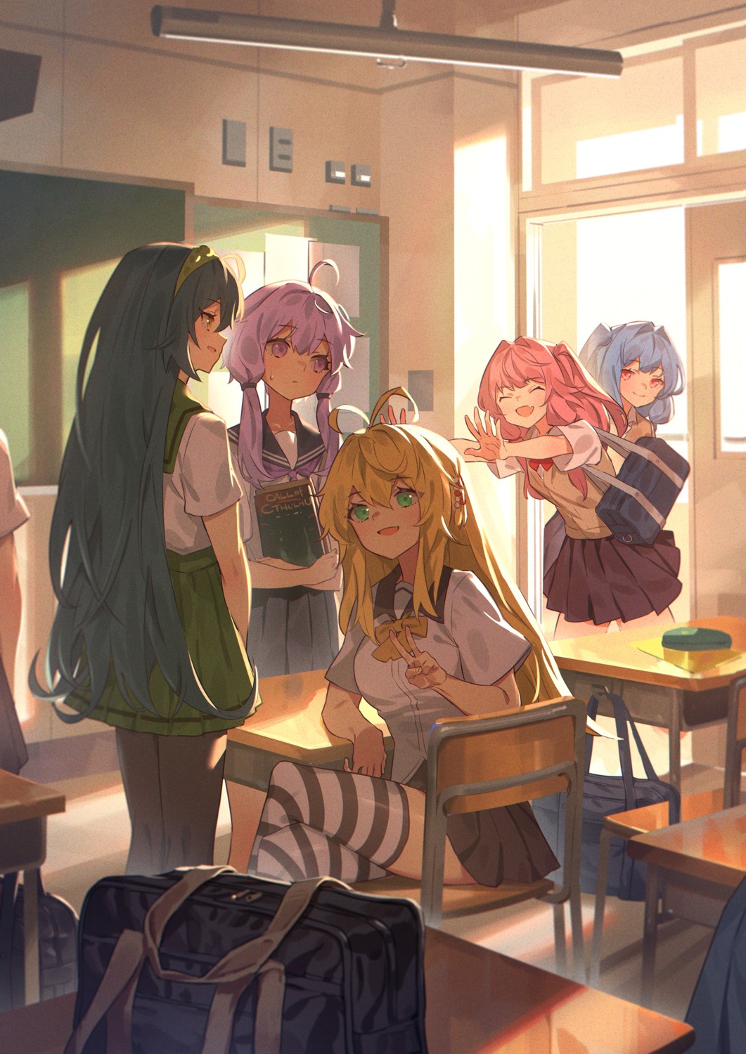 pantyhose, seifuku, sweater, thighhighs, touhoku_zunko, voiceroid, yamamomo_(plank), yuzuki_yukari