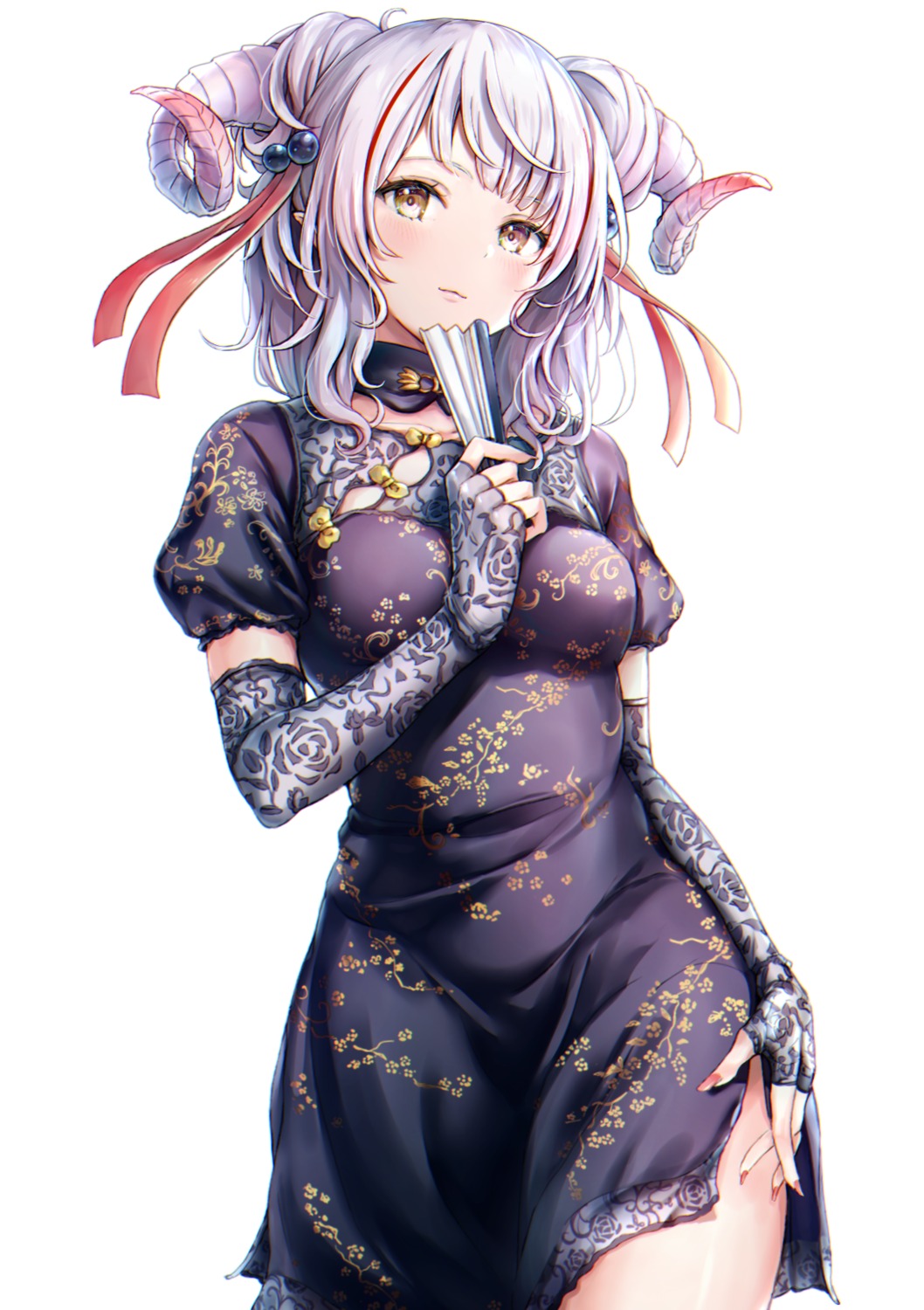 chinadress, horns, pointy_ears, tokeshi