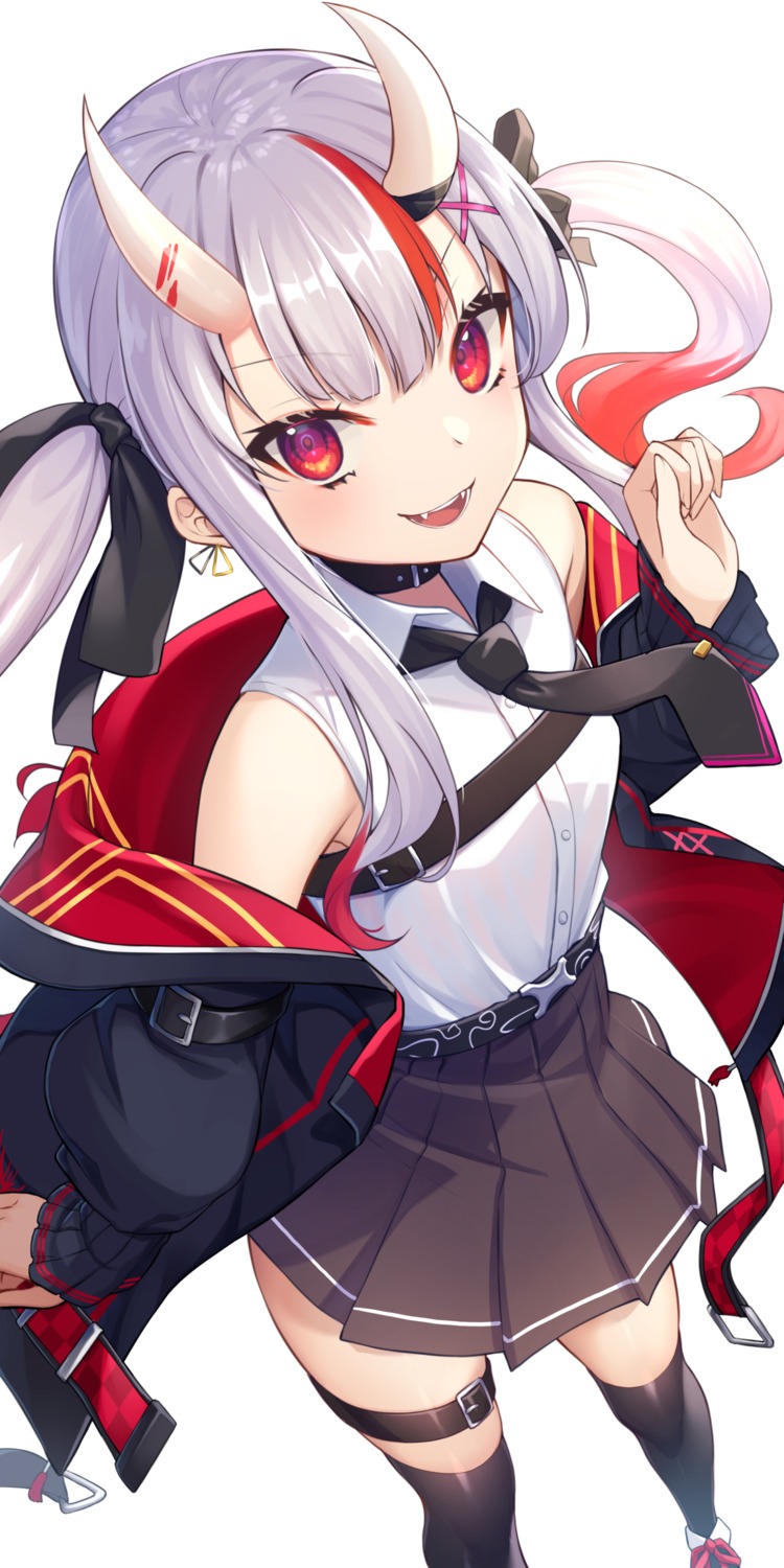 garter, hololive, horns, nakiri_ayame, nishino_eri, thighhighs