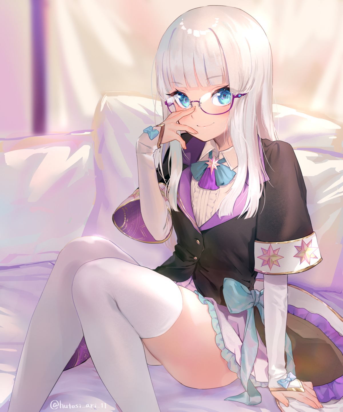 anal_(arinosumuki), megane, skirt_lift, thighhighs