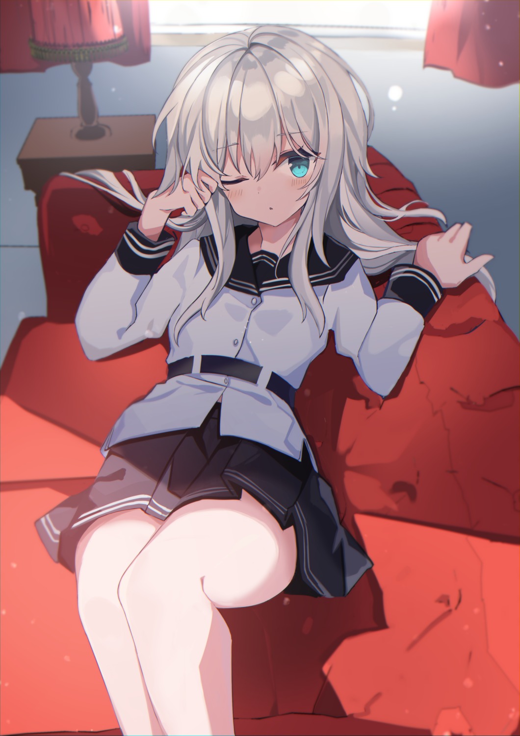 fathom, hibiki_(kancolle), kantai_collection, seifuku, skirt_lift