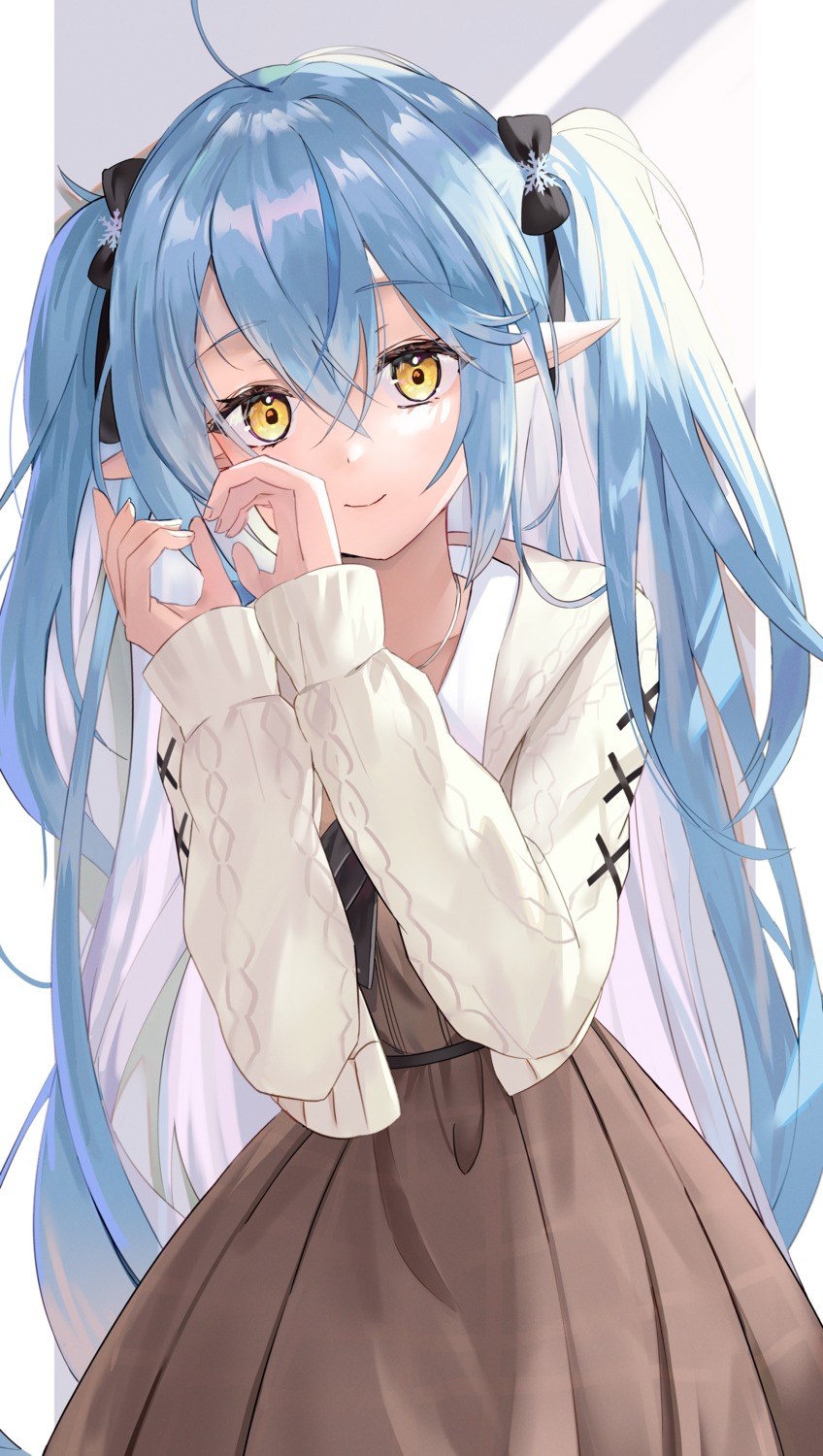 derby_(dabidabi), dress, elf, hololive, pointy_ears, sweater, yukihana_lamy