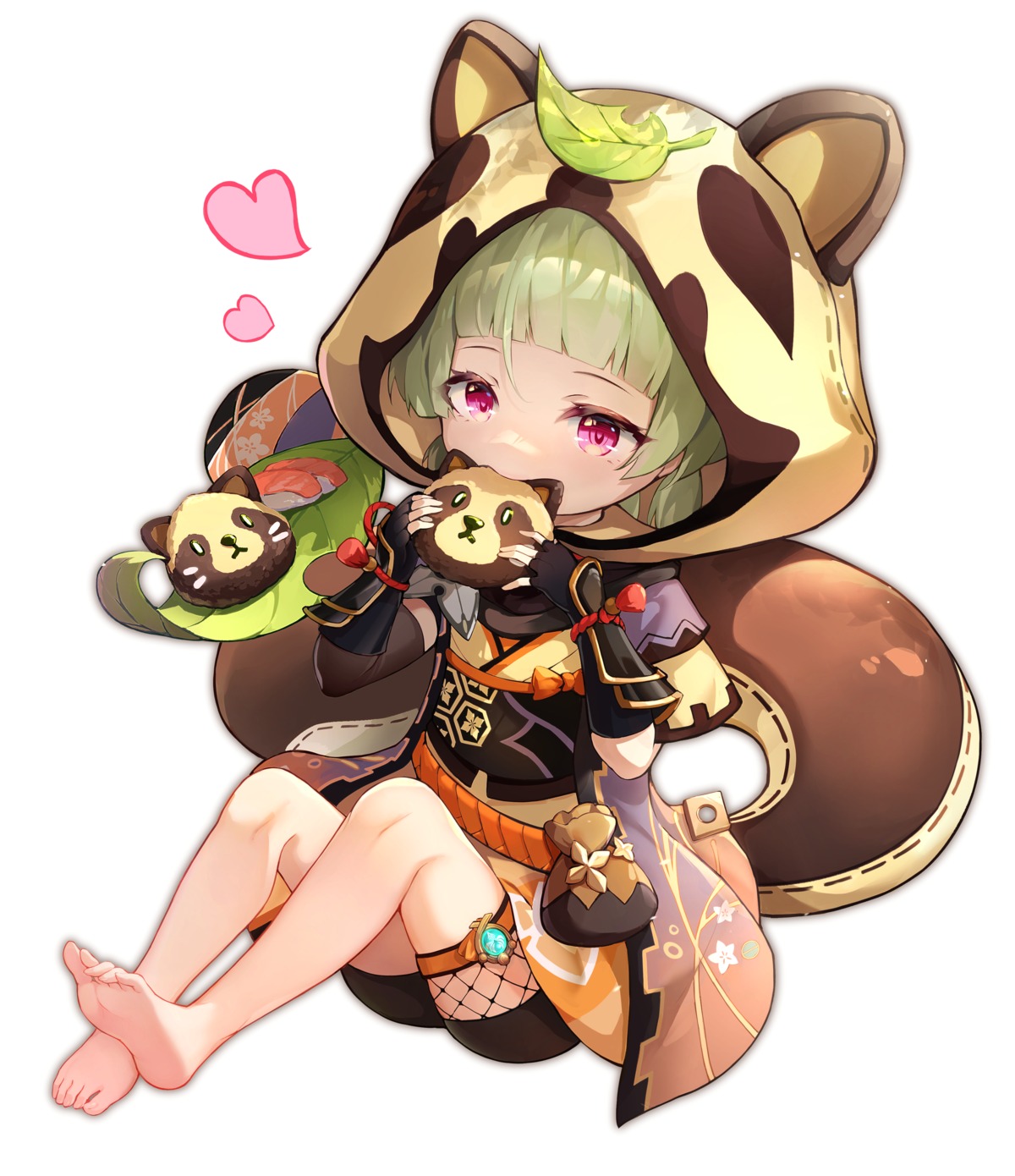 animal_ears, bike_shorts, feet, fishnets, garter, genshin_impact, hehehzb, japanese_clothes
