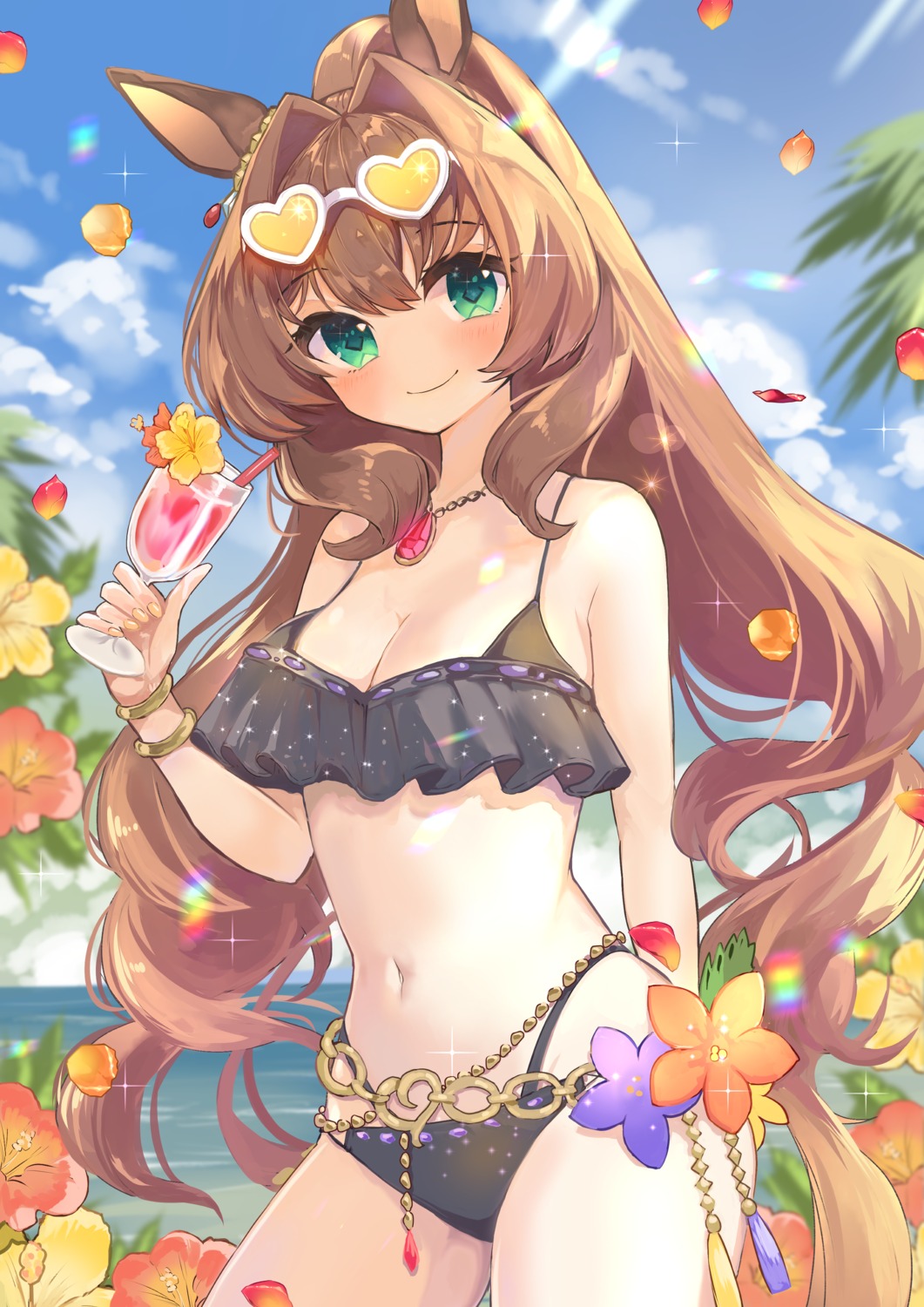 animal_ears, bikini, haruno_hotaru, maruzensky_(umamusume), megane, swimsuits, uma_musume_pretty_derby
