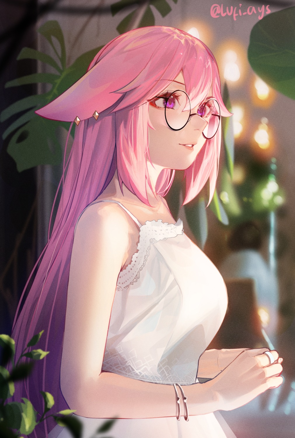 dress, genshin_impact, lufi_ays, megane, yae_miko