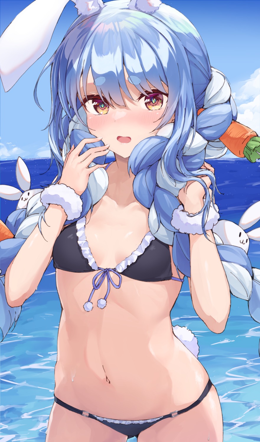 animal_ears, bikini, bunny_ears, hololive, shiunnkaku, swimsuits, tail, usada_pekora