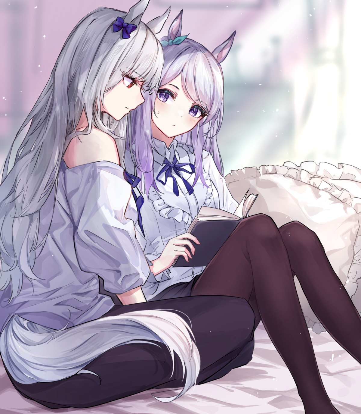 animal_ears, gold_ship_(umamusume), mejiro_mcqueen_(umamusume), pantyhose, shino_sto, tail, uma_musume_pretty_derby